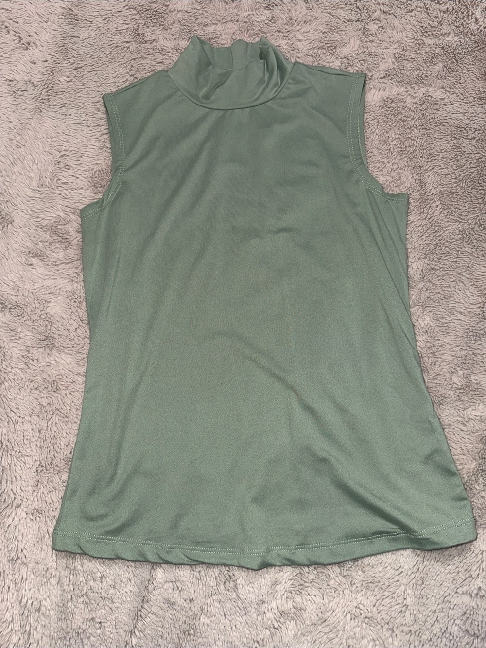 Sleeveless Mock Neck Tank Top in Sage Green